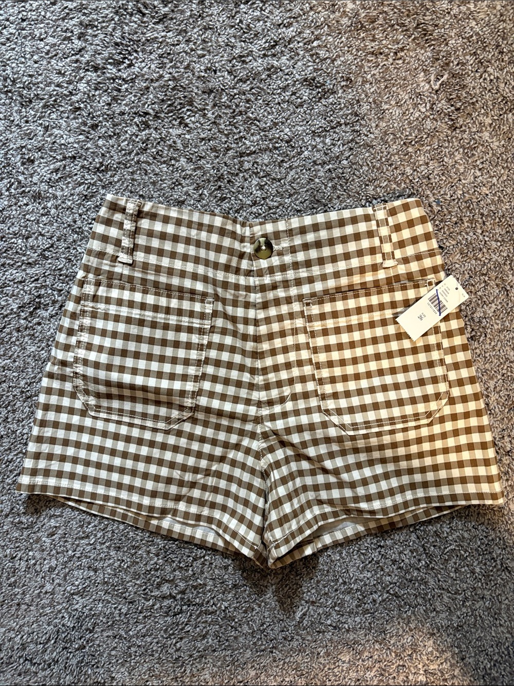 Anthropologie Gingham Brown & White Jean Shorts